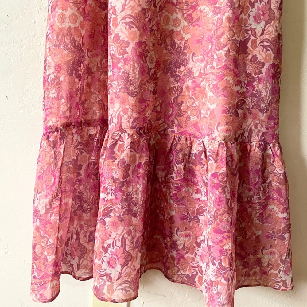 NWT SWEETPOT Marian Midi Dress Pink Floral Chiffon  | Size 4 - Picture 6 of 7